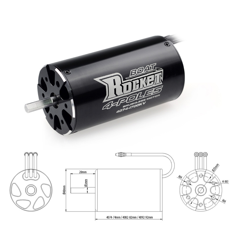 Rocket 4074 1700KV 2000KV 2250 - Rc Boat Water Cooling Jacket Motor incelemesi ve fiyatı