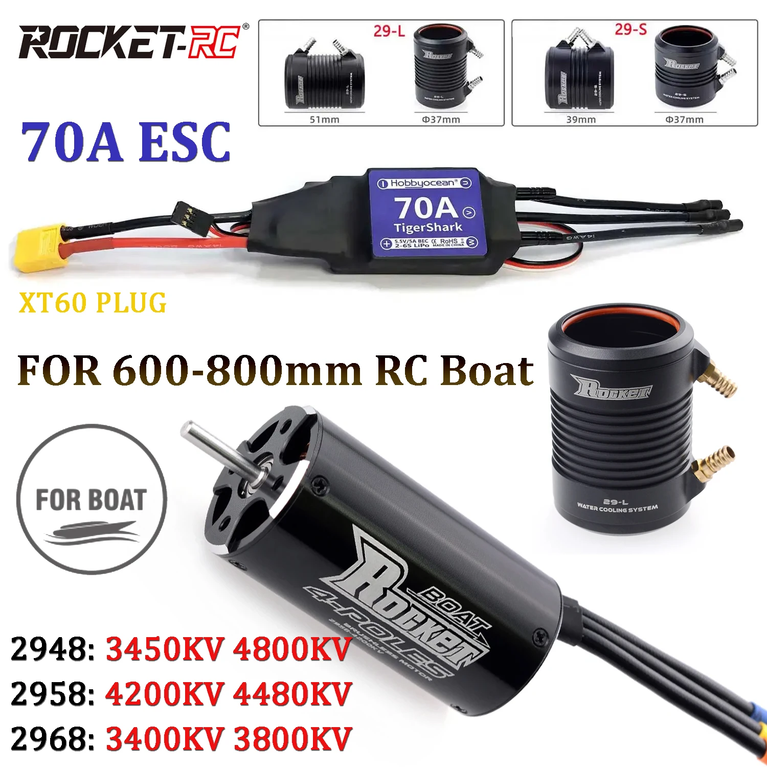 RoRuSRocket-RC 2948/2958/2968  - Rc Boat Water Cooling Jacket Motor incelemesi ve fiyatı